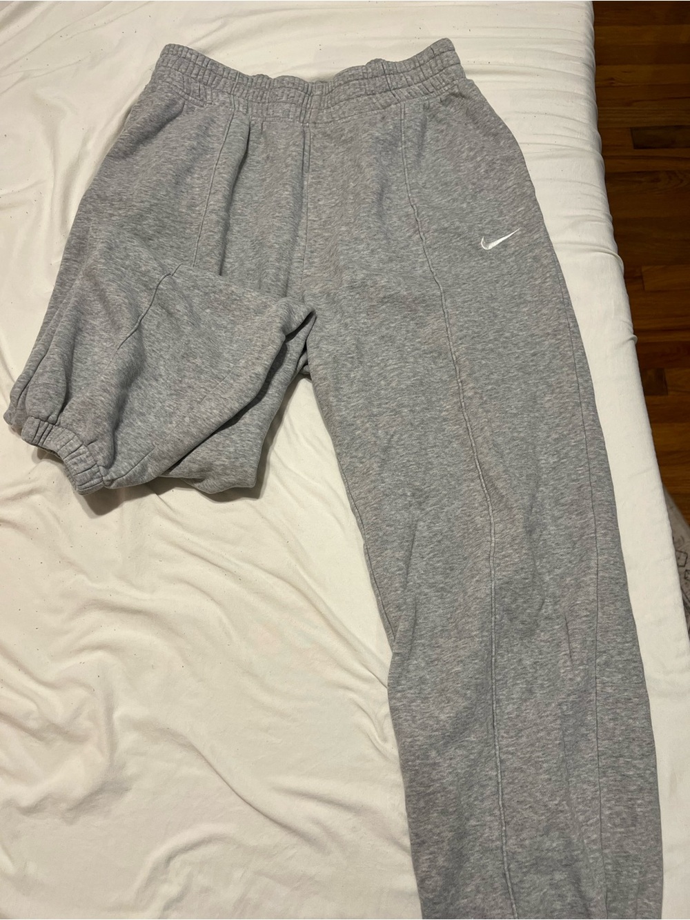 Nike Kids Grey Fleece Joggers with White Swoosh